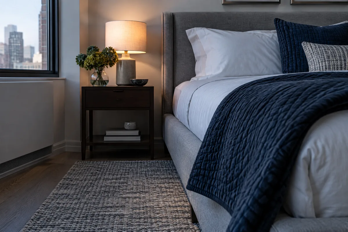 Illustrative bedroom with accessible bed edges